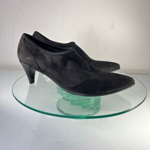 Ecco Shape 45 Ankle Booties Dress Pump Sz 40 / US 9 9.5 Black Suede Pointed Toe